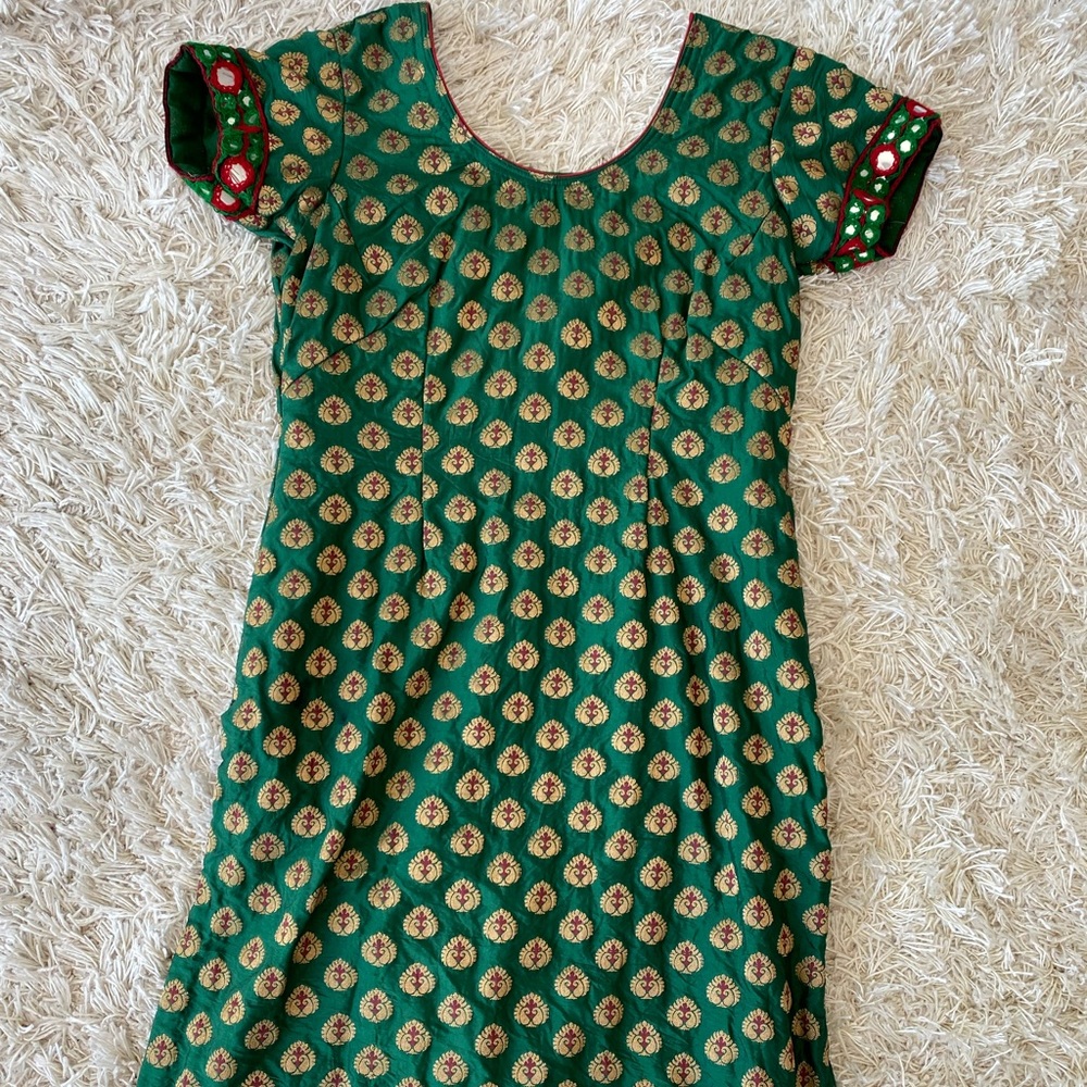 Green and red Patiala style salwar suit